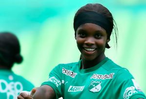 Colombia's Linda Lizeth Caicedo Alegria scores goal vs. Germany in